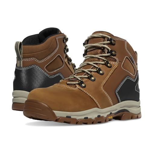 Danner Vicious 4.5' Composite Toe Work Boots for Men - Gore-Tex Work Footwear for Men - Non Slip Vibram Outsole - Full-Grain Leather - Speed Lace System - Non Slip Heel Outsole - Tan/Black - 12 Wide