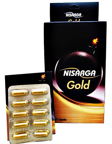 Image of Nisarga Gold Shilajit Capsules with Ashwagandha, Kaunch Beej for Strength, Stamina, Vigor supplement | 20 Capsules
