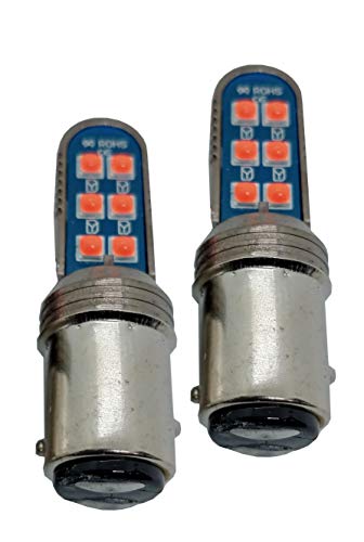 Image of BAY15D 1157 Universal LED Parking Back Brake Tail Light for All Car and Bikes Strobe Function Pack of 2, Red Color