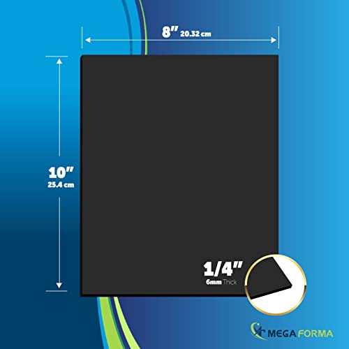 Image of Mega Format Expanded PVC Plastic Sheets - 8 inch X 10 inch Rigid Black Sheet for Crafts, Signage, & Displays - Sintra, Celtec PVC Board - Waterproof for Outdoors Use - 1 /4 inch 6mm Thick - 1-Pk-Black