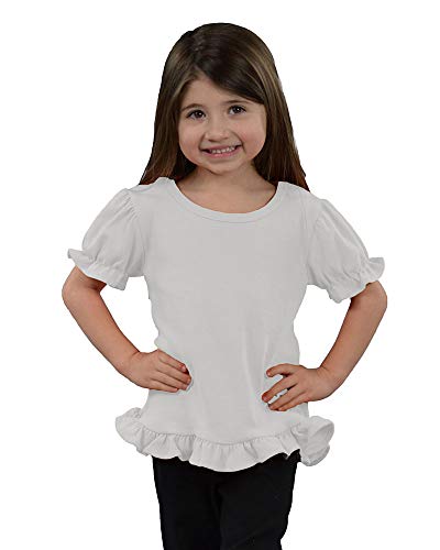 Image of Monag Kids Toddler Girls Short Sleeve Ruffle Tshirt, Blank Girls Ruffle Top, Solid Ruffle Shirts
