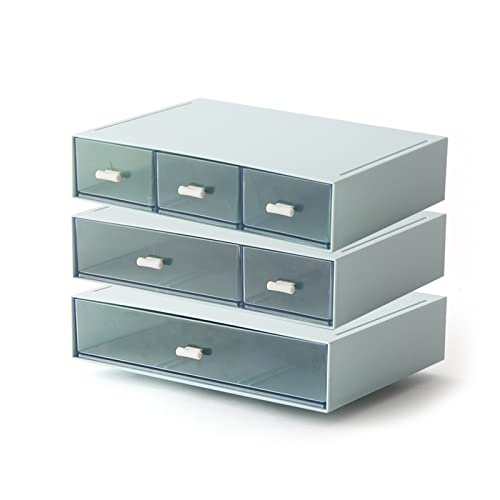 Milulugo Desk Organizer With 6 Drawers, Makeup Organizer, Plastic Makeup Storage, Cosmetic Storage Organizer, Desk Storage Box, Bathroom Organization Boxes, Desktop Storage Box(Blue) #TOP1