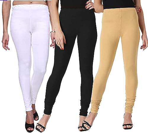 Image of Ultra Soft Cotton Slim fit Solid Color Attractive Casul wear Leggings for Womens - Pack of 2 pcs
