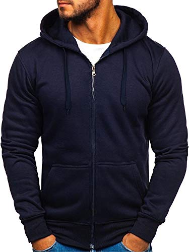Solup Heavyweight Sherpa Fleece Hoodies for Men Full Zip Up Sweatshirt Long Sleeve Lined Active Jackets (Dark Blue,Medium)