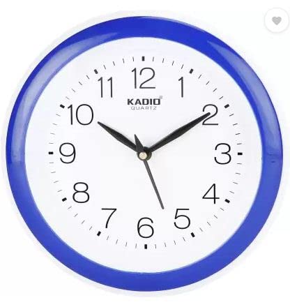 Kadio Analog 20 cm X 20 cm Wall Clock (Blue, with Glass, Standard)