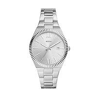 Fossil Women's Silver Stainless Steel Scarlette Analogue Watch, 38mm