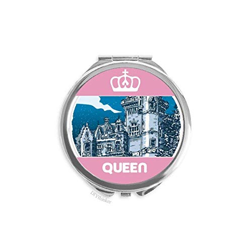 Espejo de maquillaje premium de doble cara con emblema de castillo medieval europeo para reinas 2
