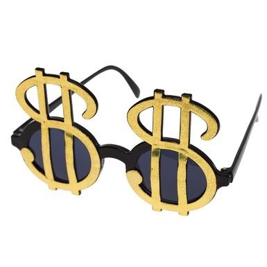 Funcart Glitter Golden Dollar Sign Sunglass, Dollar Eyeglasses Silly Glasses Dollar Sign Glass Funny Dollar Glasses Sign Sunglass Photo Props Cool Glass for Halloween Party Supplies Decoration