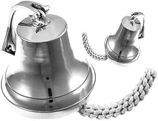 Wall Mountable Polished Aluminum Dinner Bell, Nautical Ship, 6
