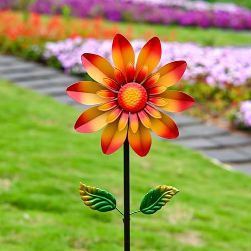 Hilandero de viento de girasol con base de hierro inoxidable 4
