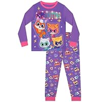 Disney SuperKitties Girls Pyjamas, Long Sleeve Kids Pjs, Adorable Girls' Pyjama Sets, Purple 4-5 Years