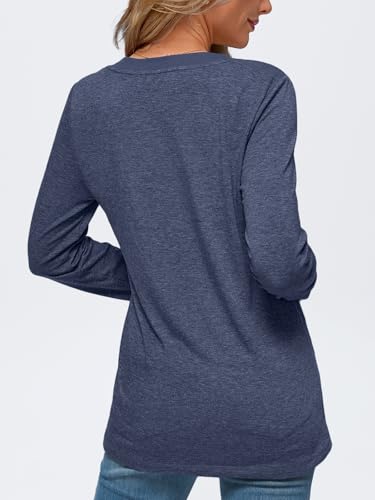 Image of AUTOMET Women's Long Sleeve Shirts Casual Cute Fall Tops Fashion Trendy Clothes Tunic Outfits Basic Tee Navyblue, Small