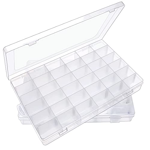 Image of IOOLEEM 2 Pack 36 Grids Plastic Bead Organizer Box, Adjustable Dividers, Sewing Storage, Organizer Container Storage Box, Dividers for Bead Arts and Crafts.