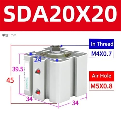 Cylindre pneumatique SDA20-20 compact pour optimiser l'espace machine