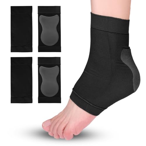 XdealCozyxc 2 Pairs Silicone Heel Protectors Gel Heel Socks for Men and Women (Black)