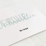 sendmoments Firmen-Weihnachtskarten im Set, personalisiert mit Ihrem Firmenlogo & -Text, Weihnachtsgruß, 12 Klappkarten, wahlweise mit Veredelung in Silber, optional mit bedruckten Design-Umschlägen