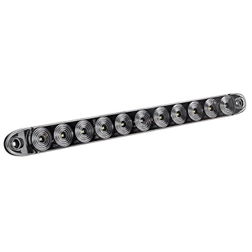 Image of Partsam 2Pcs 15 inch Red 3 ID Bar w /Reverse white light 11 LED Truck Trailer RV Clear Lens Submersible Super Thin Led Trailer Tail Light Bar