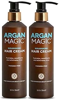 Argan Magic Nourishing Hair Cream - Hydrates, Conditions, and Eliminates Frizz for All Hair Types | Seals in Shine | Made in USA, Paraben Free, Cruelty Free (8.5 oz / 2 Pack)