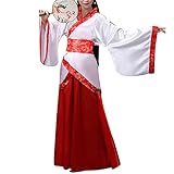 HUAHUA Women's Hanfu Costume Chinese Ancient Traditional Clothing Han Dynasty Fancy Dress Asian Princess Long Robe Suit Outfit (40A-Red, M)