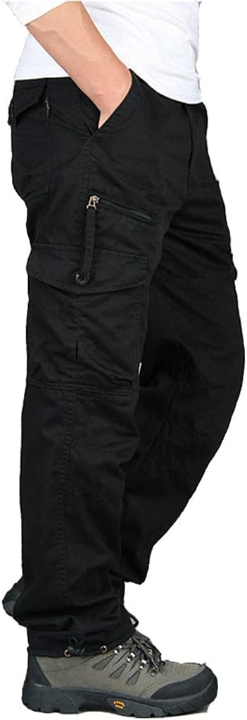 KEHAIOO Men Outwear Multi Pocket Tactical Cargo Pants, Military Army Straight Slacks Pants, Overalls Zipper Pocket Trousers