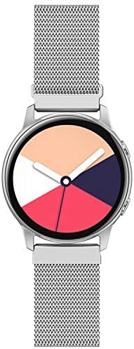 QusFy Metal Band Compatible with Samsung Galaxy Watch 4 Bands 40mm 44mm / Watch 4 Classic 46mm 42mm/Watch 3 41mm / Active 40mm / Active 2 44mm, 20mm Stainless Steel Magnetic Mesh Bands for Women Men