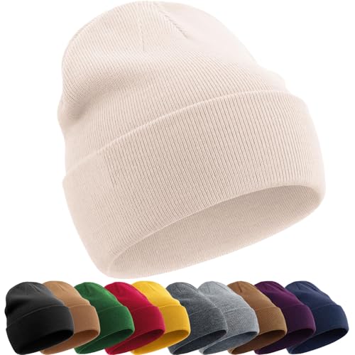 100% Cotton Beanie Hat for Women Men Warm Winter Hats Knit Beanies