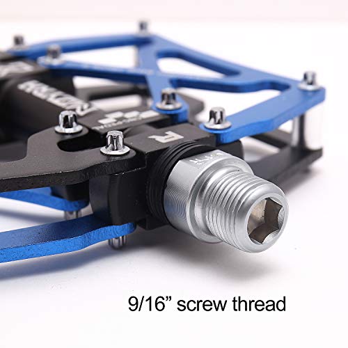 Mzyrh Mountain Bike Pedals, Ultra Strong Colorful Cnc Machined 9/16" Cycling Sealed 3 Bearing Pedals(Black Blue 3 Bearings) #TOP3