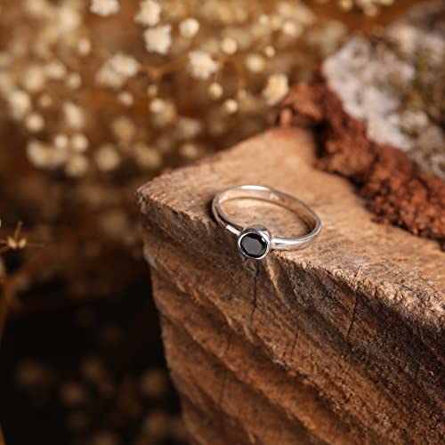 Round Shape Brilliant Cut Black Cz Cubic Zirconia Genuine 925 Sterling Silver Simulated Black Diamond Luxury Gift Ring for Her2