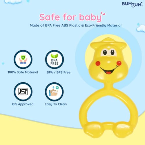 Image of BUMTUM 7Pcs. Baby Rattles Attractive Colorful Plastic Non Toxic BPA Free for New Born Babies and Infants (Pack of 1, Multicolor & Multi Designs)