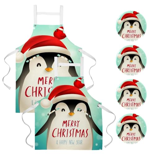 Tablier de cuisine pour pâtisserie et restaurant : lot de 2 avec broches Noël