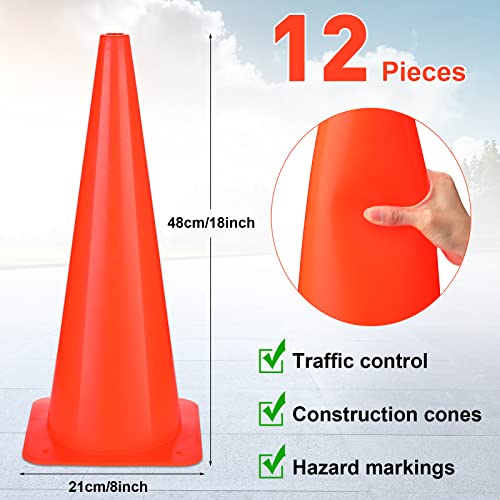 Image of 12 Pcs Traffic Cones Parking Cones Bulk,19 Inch,Orange