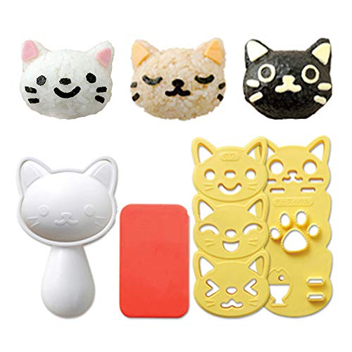 Sushi Mold Rice Ball Mold Cartoon Cat Pattern Sushi Bento Nori Kitchen Rice Decor Kits Sandwich Maker DIY Bento Accessories Kitchen Tools for Home Party Baby Kids Meal Bento Lunch Make