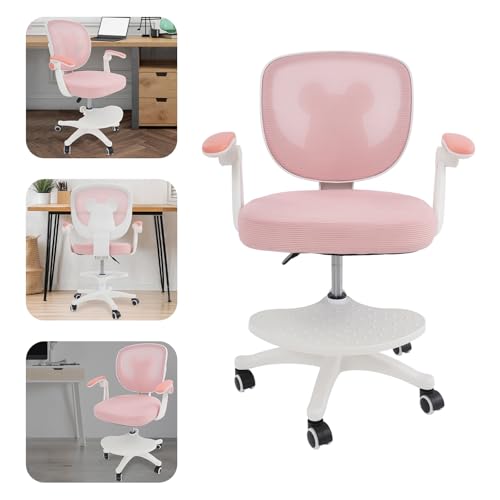 panfudongk Silla de escritorio infantil ajustable con respaldo ergonómico, asiento cómodo para habitación infantil, sala de juegos, uso doméstico, capacidad de carga máxima: 100 kg (rosa) - imagen 9