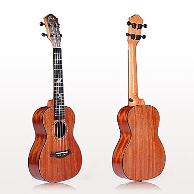 Ranch Concert Ukulele 23 inch Solid Top Ukelele Kit Professional Small Hawaiian Guitar Ukalalee Starter Pack Bundle Gig bag, Tuner, Strap, Aquila String Set, 12 Online Lessons - Glossy