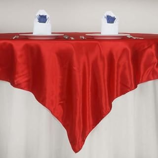TABLECLOTHSFACTORY 72" Satin Square Table Overlay for Wedding Catering Party Table Decorations RED (Table Toppers)-Pack of 5