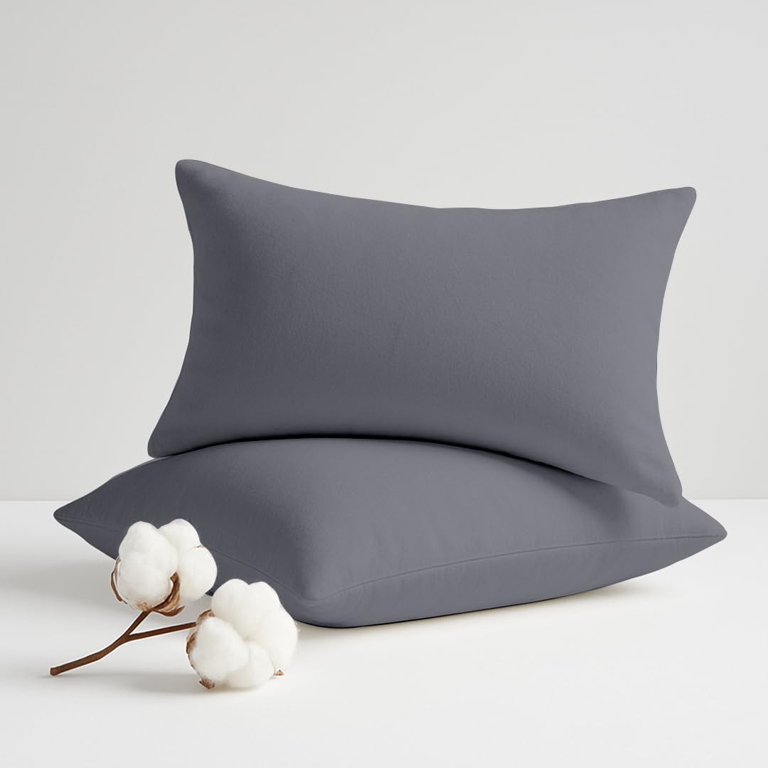Egypto Grey 100% Brushed Cotton Soft And Cozy Flannelette Thermal Pillow Cases (, Pillowcase)