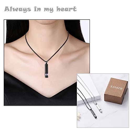 XSMZB Crystal Bar Cremation Urn Jewelry for Ashes Birthstone Cube Memorial Urn Necklace for Women Men Funeral Ashes Keepsake Pendant(2pcs-Purple) - Thumbnail 7