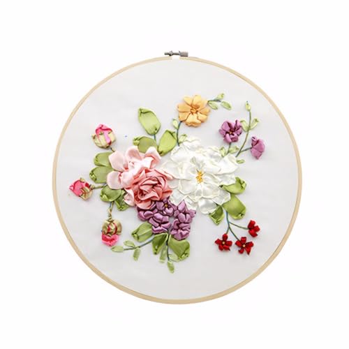 Image of Gogobear Handmade DIY Embroidery Kit 3D Adult Beginner's Kit | Stamp Silk Ribbon Embroidery Kit With Instruction, For Home Wall Decor, Handmade DIY Wall Decor
