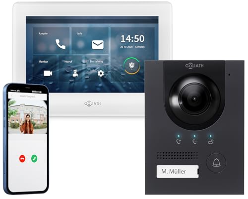 GOLIATH® PRO 2 Draht Türklingel & Türsprechanlage mit Kamera & Monitor [Full HD] - Klingel mit Kamera & Monitor - Doorbell Camera - Video Sprechanlage mit Türöffner - Videotürklingel Weitwinkelkamera