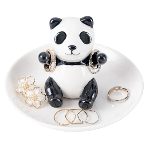 TAOJINJI Panda Ring Holder Jewelry Dish, Preppy Room Decor Jewelry Holder Trinket Dish, Panda Gifts for Women Birthday Christmas