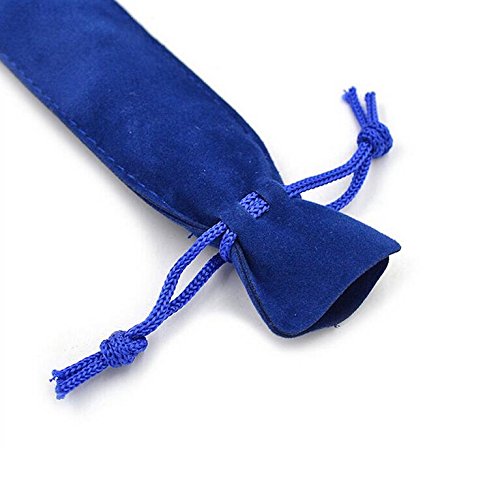 Crqes 50 Pcs Blue Velvet Pen Pouch Sleeve Holder Single Pen Bag Case Pencil Bag #TOP5
