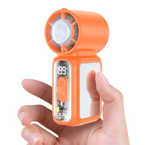 W & O Handheld Portable Fan with Ice Cooler,Speed (1-199) Personal Turbo Mini Fan 4000mAh Rechargeable,Powerful 20000RPM Pocket Hand Fans（orange） - image 1