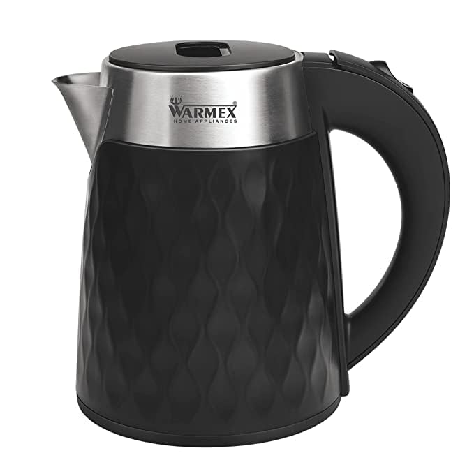 Image of Warmex Double Wall Electric Kettle for Hot Water with 1.8 Ltr | 304 Stainless Steel Inner Body /Auto Shut Off / 360 Deta | Boil & Serve 09 Black