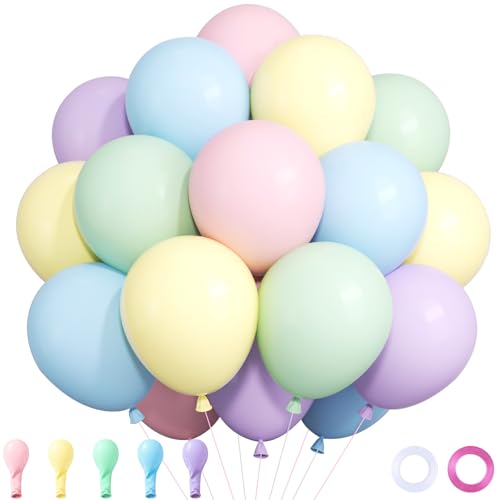 Wayfun Pastel Balloons 52pcs 12 Inch Thick Latex Macaron Multicoloured Balloons Colourful Balloon Pastel Rainbow Party Decorations for Boys Girls Birthday Decorations Kids Party Baby Shower Wedding
