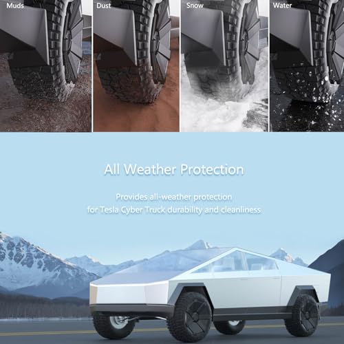 Image of Cybertruck-Specific Mud Splash Guard - for Tesla Cybertruck General Tire Mudguard of Tool-Less Accessories - Plastics 4PCS - Front H13.78x10.63 - Rear H14.96xW11.81 Inch