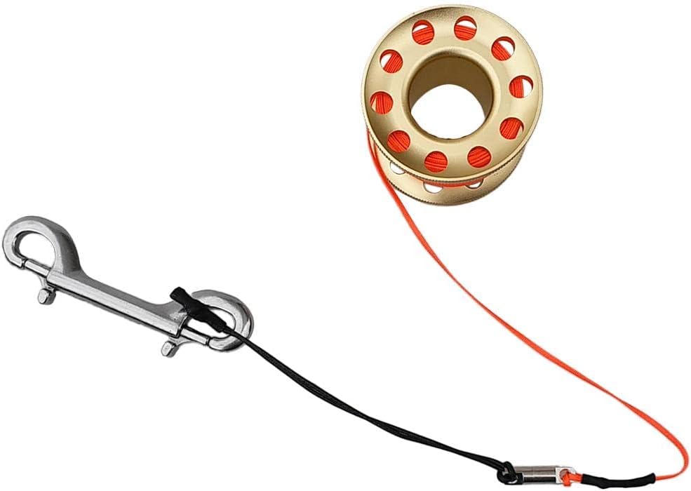 SMB Tube with Dive Reel Spool for Scuba Diving Activities, Golden