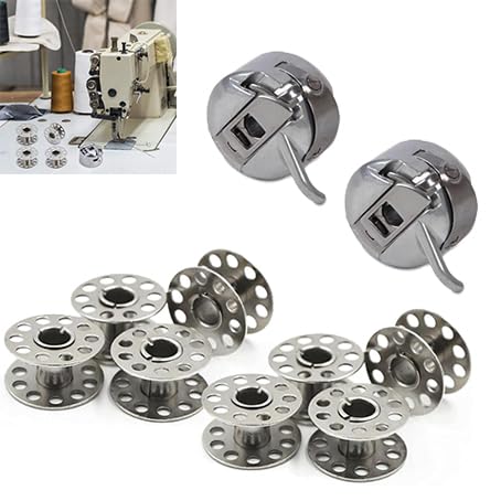 2 Pièces Boîte à Canette pour Machine à Coudre, 8 Pièces Bobine en Métal, Compatible pour Singer Janome Brother Machine à Coudre Domestique Standard