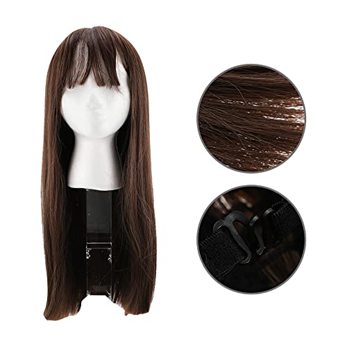 FRCOLOR Reta Longa Peruca Natural Humano Peruca Realista Reta Longa Peruca de Cosplay Do Partido Do