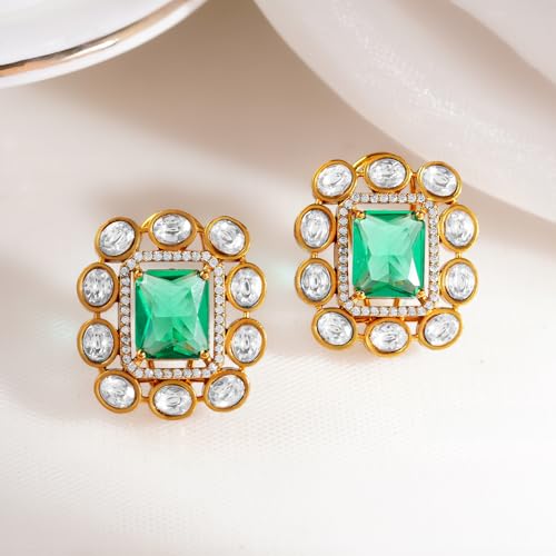 Image of Rubans Stud Earrings American Diamond Zirconia & Crystal Jewellery Gift for Women & Girls