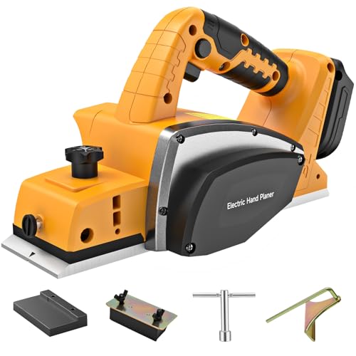 Cordless Hand Planer Compatible with DeWalt 20V Battery，3-1/4' Brushless Electric Wood Planer，30000 CPM Power Planer with Precision Depth Adjustment for Woodworking & Carpentry(Tool Only，No Battery)